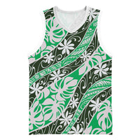 Matie Tahiti Tiare Monstera Basketball Jersey Polynesian Pattern Curve Style - Polynesian Pride
