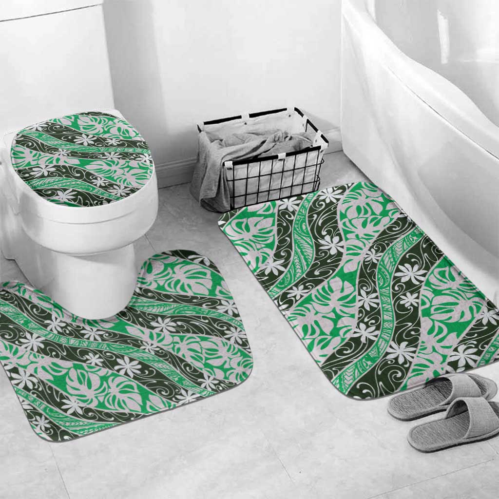 Matie Tahiti Tiare Monstera Bathroom Set Polynesian Pattern Curve Style - Polynesian Pride