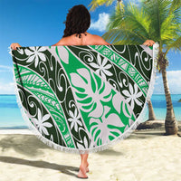 Matie Tahiti Tiare Monstera Beach Blanket Polynesian Pattern Curve Style - Polynesian Pride