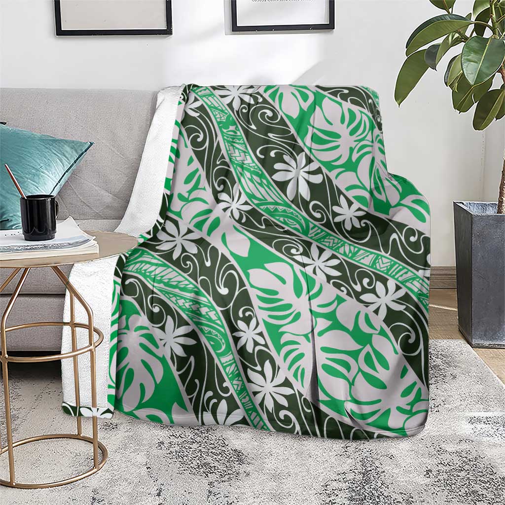 Matie Tahiti Tiare Monstera Blanket Polynesian Pattern Curve Style - Polynesian Pride