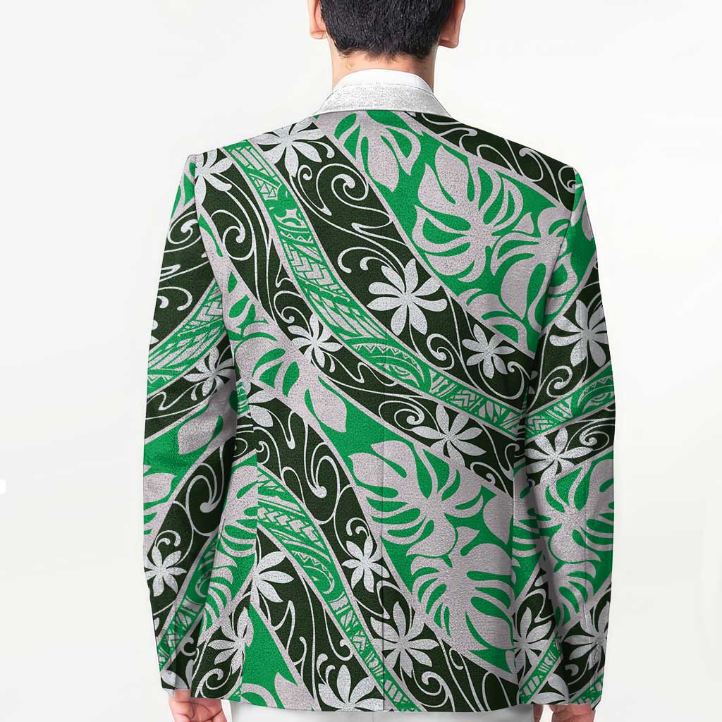 Matie Tahiti Tiare Monstera Blazer Polynesian Pattern Curve Style - Polynesian Pride