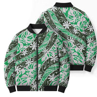 Matie Tahiti Tiare Monstera Bomber Puffer Jacket Polynesian Pattern Curve Style - Polynesian Pride