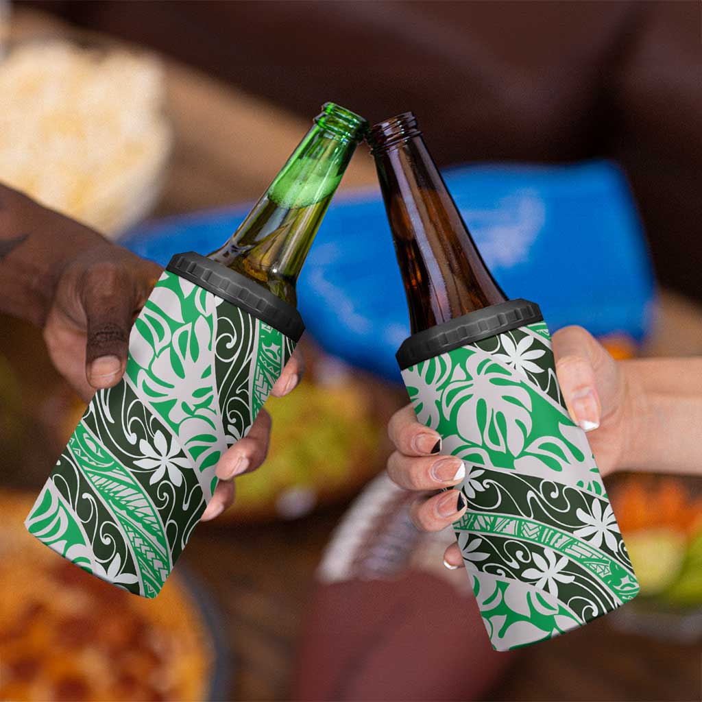 Matie Tahiti Tiare Monstera 4 in 1 Can Cooler Tumbler Polynesian Pattern Curve Style - Polynesian Pride