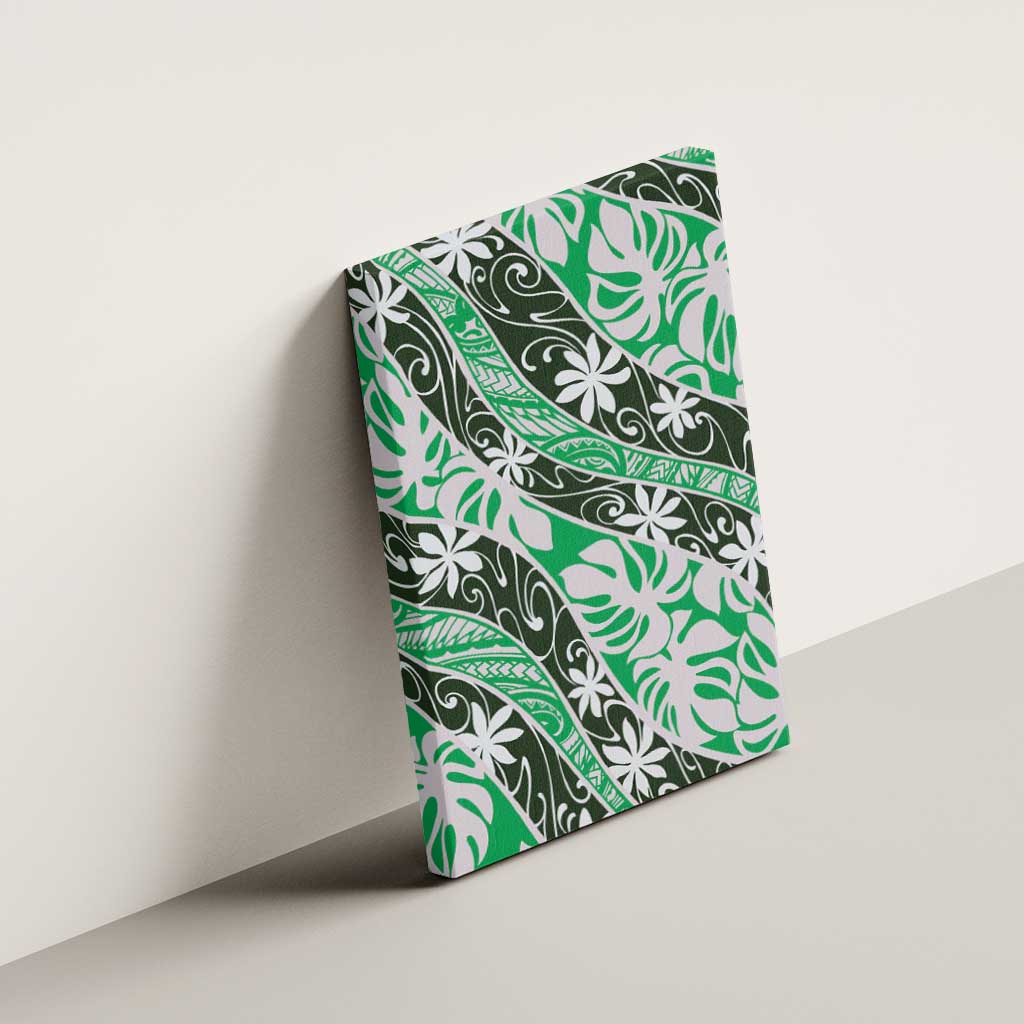 Matie Tahiti Tiare Monstera Canvas Wall Art Polynesian Pattern Curve Style - Polynesian Pride