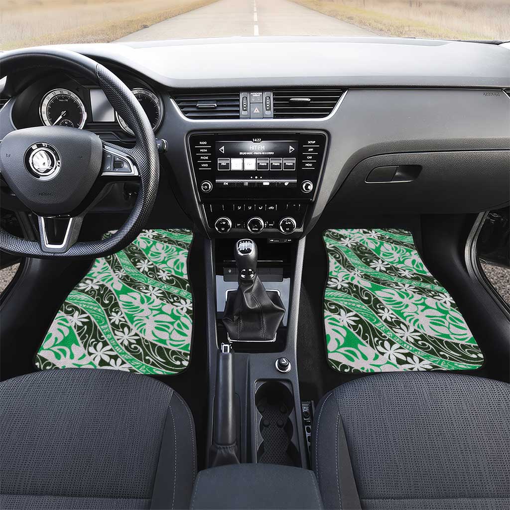 Matie Tahiti Tiare Monstera Car Mats Polynesian Pattern Curve Style - Polynesian Pride
