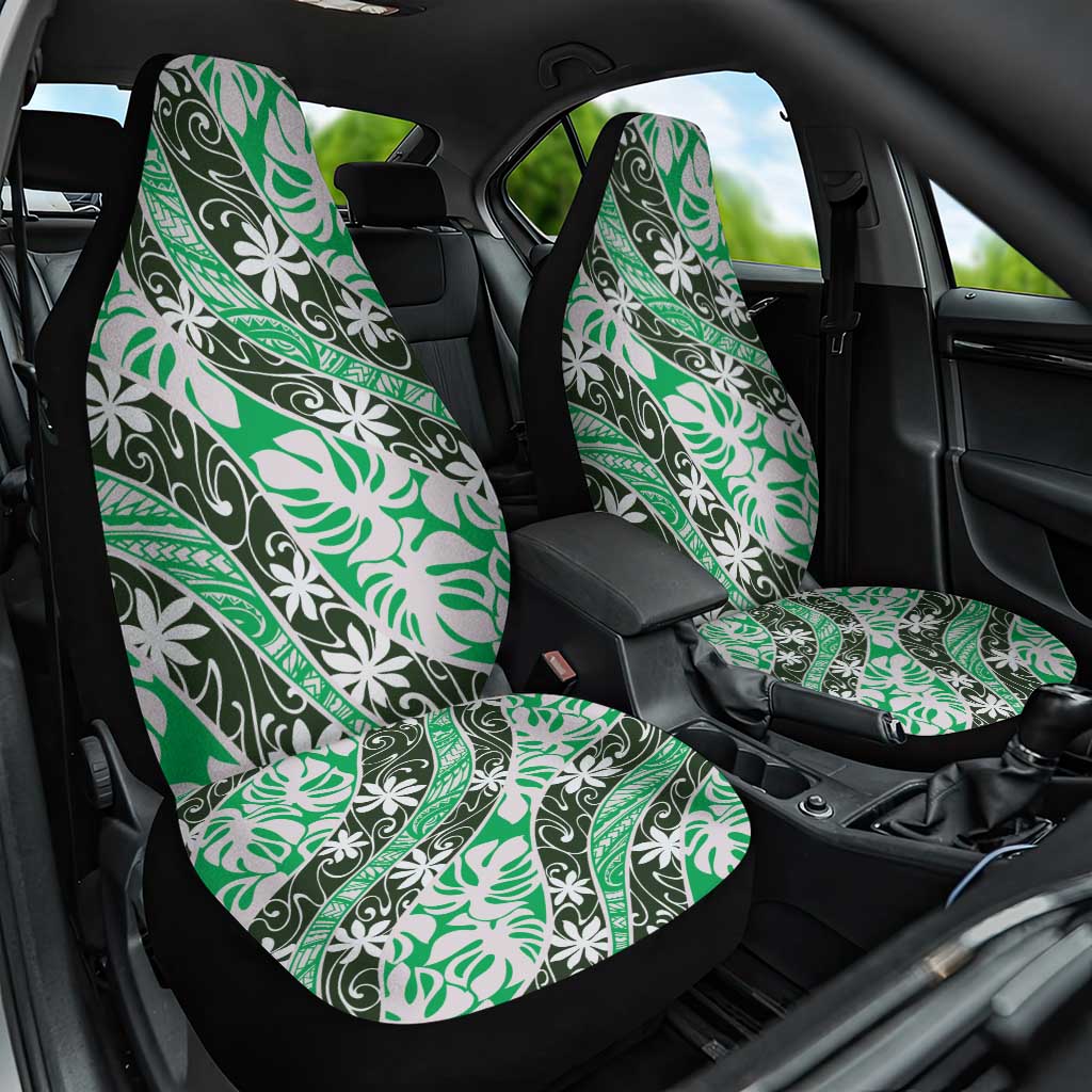 Matie Tahiti Tiare Monstera Car Seat Cover Polynesian Pattern Curve Style - Polynesian Pride