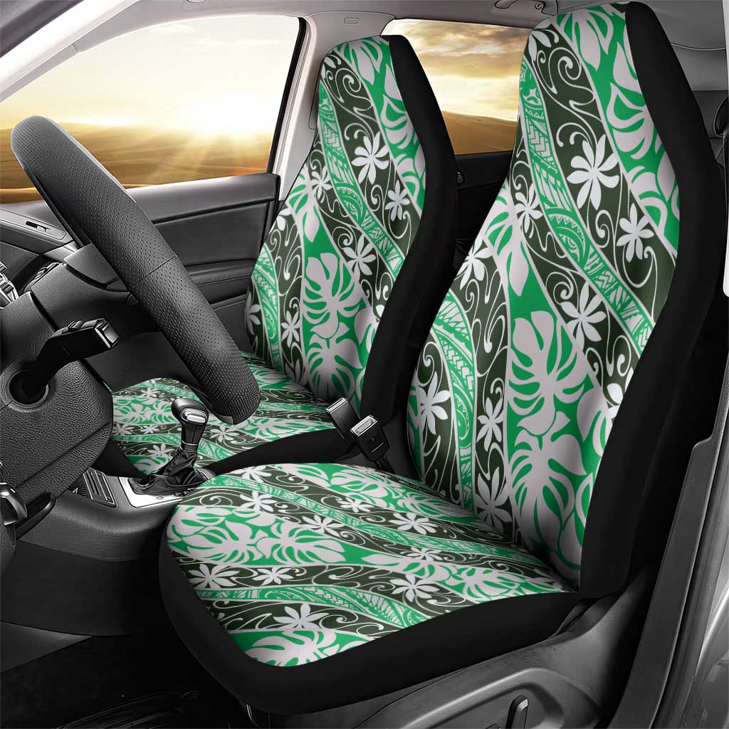 Matie Tahiti Tiare Monstera Car Seat Cover Polynesian Pattern Curve Style - Polynesian Pride