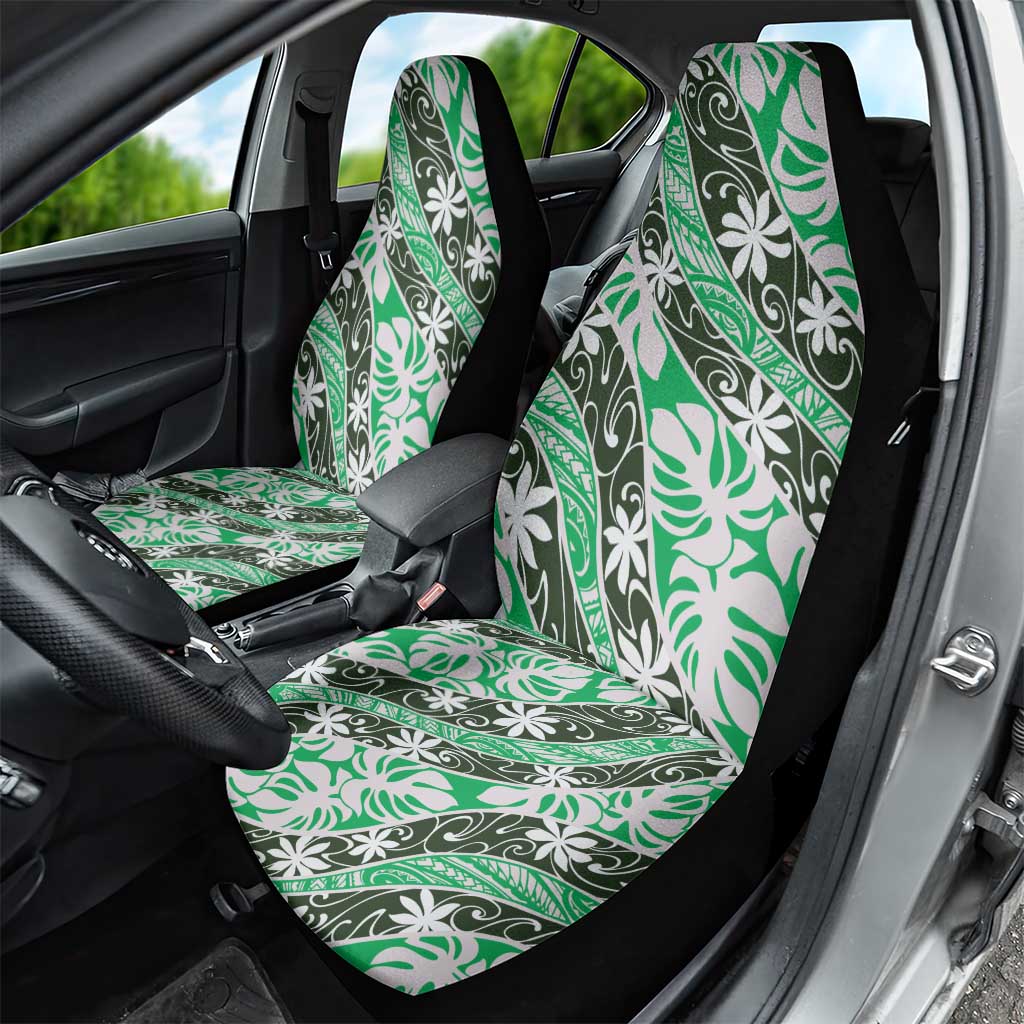 Matie Tahiti Tiare Monstera Car Seat Cover Polynesian Pattern Curve Style - Polynesian Pride