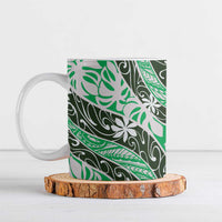 Matie Tahiti Tiare Monstera Ceramic Mug Polynesian Pattern Curve Style - Polynesian Pride