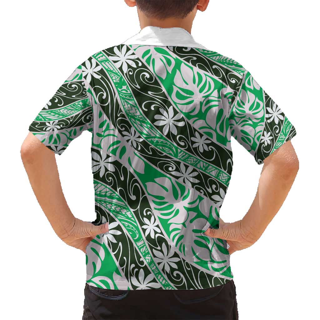 Matie Tahiti Tiare Monstera Family Matching Puletasi and Hawaiian Shirt Polynesian Pattern Curve Style - Polynesian Pride