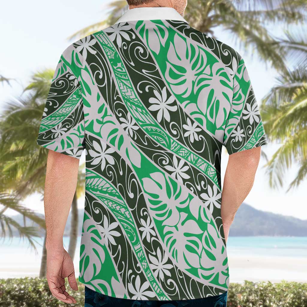 Matie Tahiti Tiare Monstera Hawaiian Shirt Polynesian Pattern Curve Style - Polynesian Pride