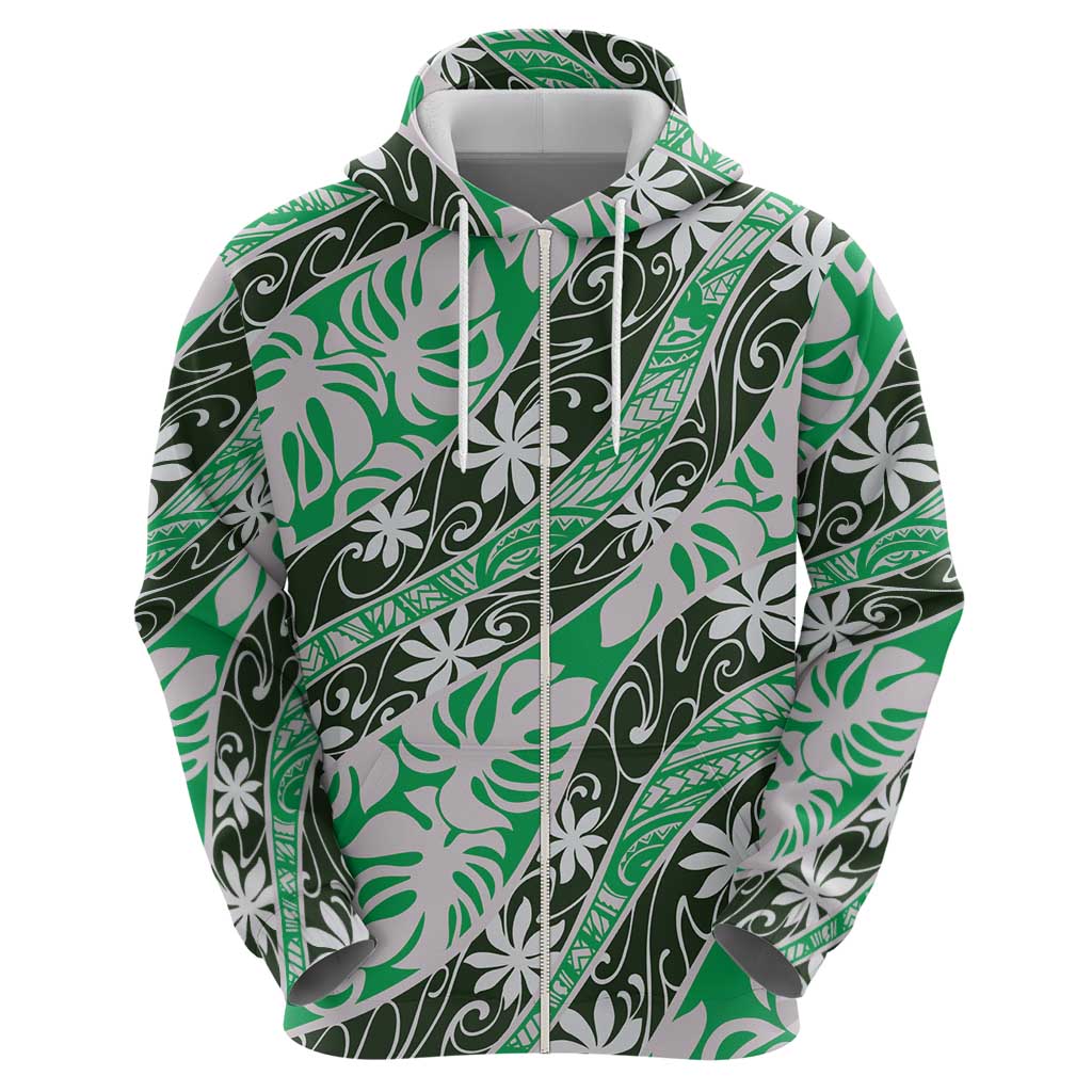 Matie Tahiti Tiare Monstera Hoodie Polynesian Pattern Curve Style - Polynesian Pride