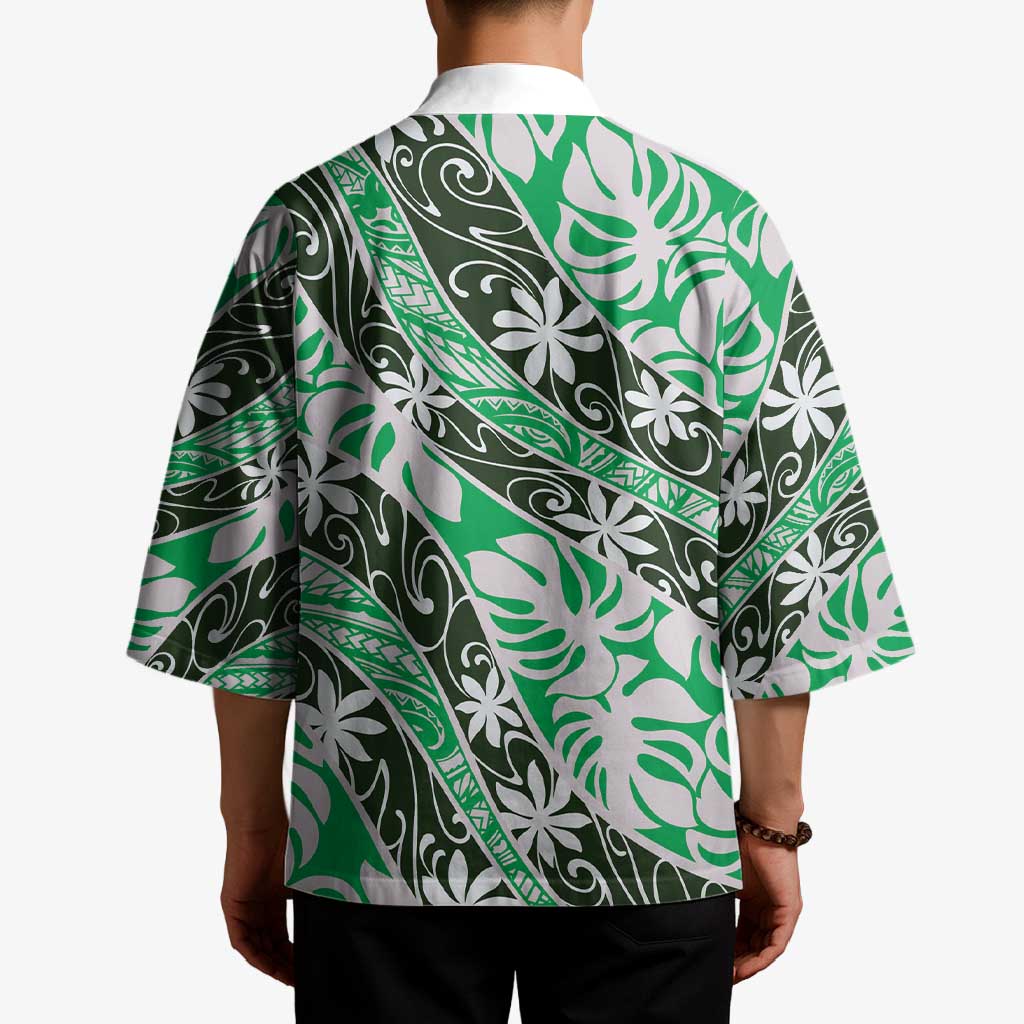 Matie Tahiti Tiare Monstera Kimono Polynesian Pattern Curve Style - Polynesian Pride