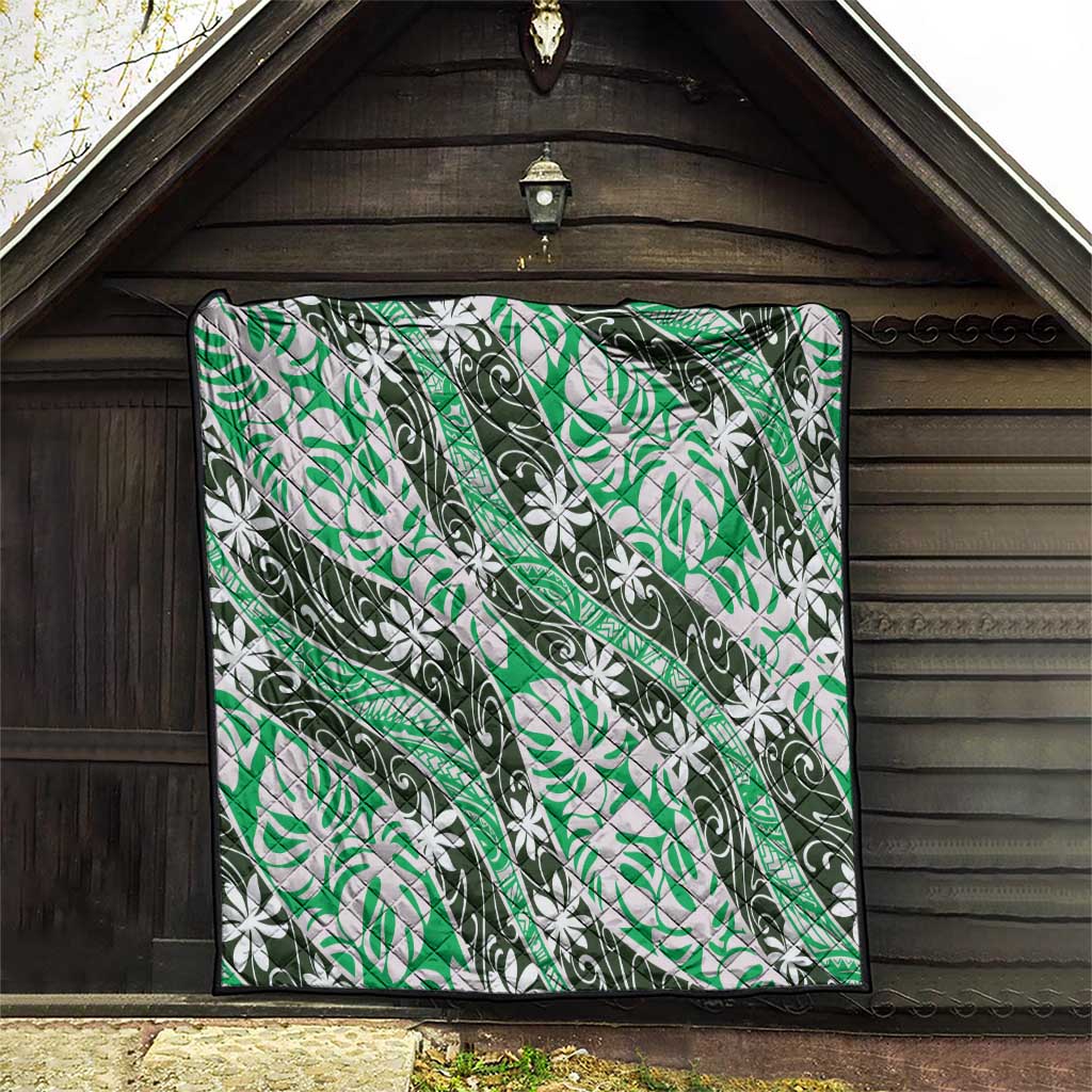 Matie Tahiti Tiare Monstera Quilt Polynesian Pattern Curve Style - Polynesian Pride