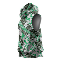 Matie Tahiti Tiare Monstera Sleeveless Hoodie Polynesian Pattern Curve Style - Polynesian Pride