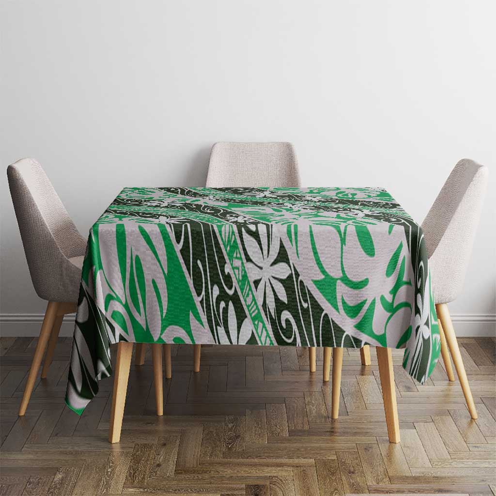 Matie Tahiti Tiare Monstera Tablecloth Polynesian Pattern Curve Style - Polynesian Pride