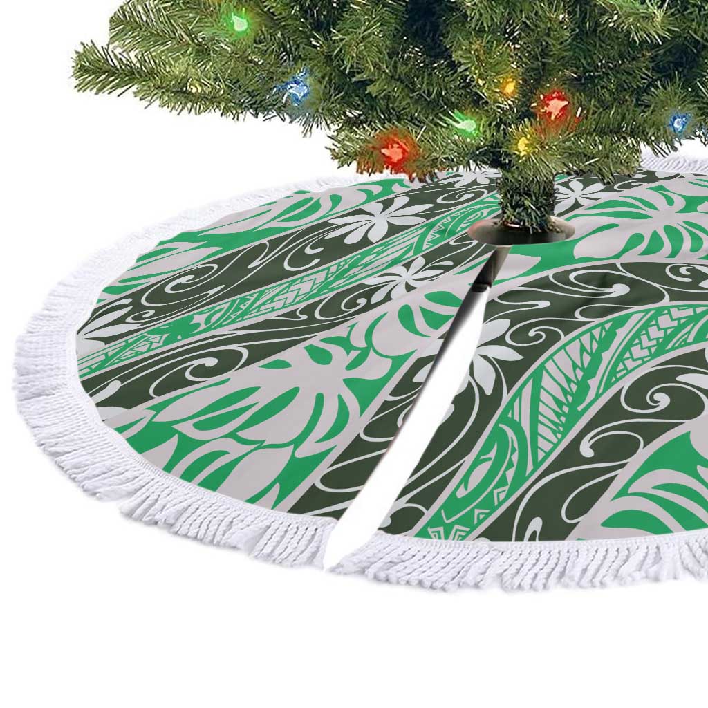 Matie Tahiti Tiare Monstera Tree Skirt Polynesian Pattern Curve Style - Polynesian Pride