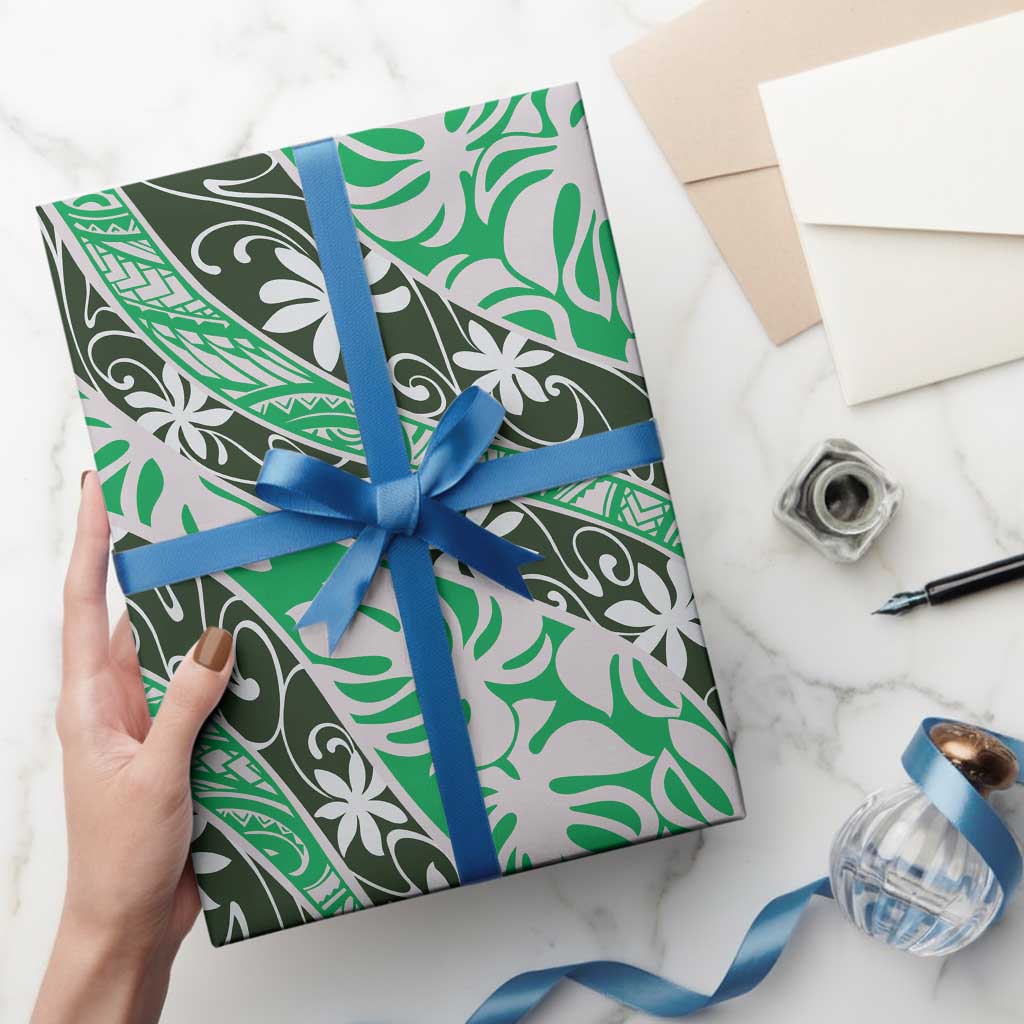 Matie Tahiti Tiare Monstera Wrapping Paper Polynesian Pattern Curve Style - Polynesian Pride