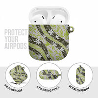 Olive Tahiti Tiare Monstera AirPods Case Polynesian Pattern Curve Style - Polynesian Pride
