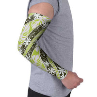 Olive Tahiti Tiare Monstera Arm Sleeves Polynesian Pattern Curve Style - Polynesian Pride