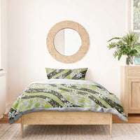 Olive Tahiti Tiare Monstera Bedding Set Polynesian Pattern Curve Style - Polynesian Pride