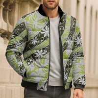 Olive Tahiti Tiare Monstera Bomber Puffer Jacket Polynesian Pattern Curve Style - Polynesian Pride