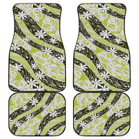 Olive Tahiti Tiare Monstera Car Mats Polynesian Pattern Curve Style - Polynesian Pride