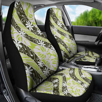 Olive Tahiti Tiare Monstera Car Seat Cover Polynesian Pattern Curve Style - Polynesian Pride