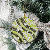 Olive Tahiti Tiare Monstera Ceramic Ornament Polynesian Pattern Curve Style - Polynesian Pride