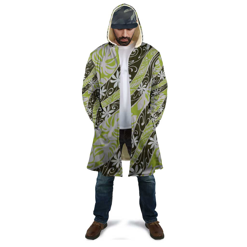 Olive Tahiti Tiare Monstera Cloak Polynesian Pattern Curve Style - Polynesian Pride