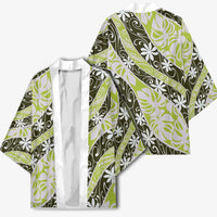 Olive Tahiti Tiare Monstera Kimono Polynesian Pattern Curve Style - Polynesian Pride