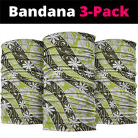 Olive Tahiti Tiare Monstera Neck Gaiter Polynesian Pattern Curve Style - Polynesian Pride