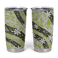 Olive Tahiti Tiare Monstera Tumbler Cup Polynesian Pattern Curve Style - Polynesian Pride