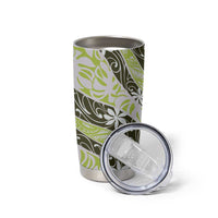 Olive Tahiti Tiare Monstera Tumbler Cup Polynesian Pattern Curve Style - Polynesian Pride