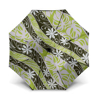 Olive Tahiti Tiare Monstera Umbrella Polynesian Pattern Curve Style - Polynesian Pride