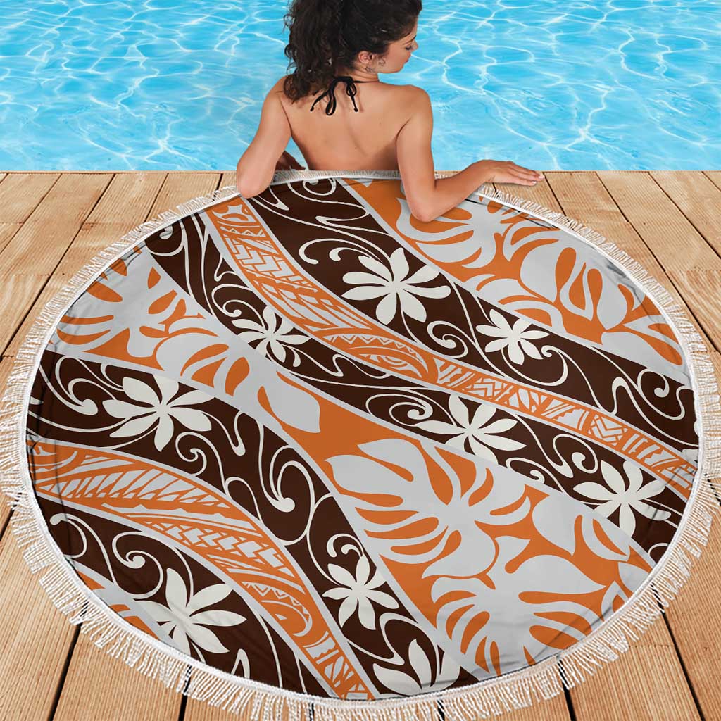Puatou Tahiti Tiare Monstera Beach Blanket Polynesian Pattern Curve Style - Polynesian Pride