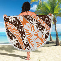 Puatou Tahiti Tiare Monstera Beach Blanket Polynesian Pattern Curve Style - Polynesian Pride