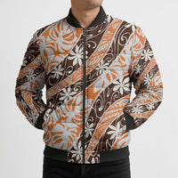 Puatou Tahiti Tiare Monstera Bomber Puffer Jacket Polynesian Pattern Curve Style - Polynesian Pride