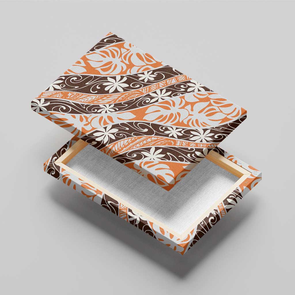 Puatou Tahiti Tiare Monstera Canvas Wall Art Polynesian Pattern Curve Style - Polynesian Pride