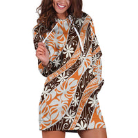 Puatou Tahiti Tiare Monstera Hoodie Dress Polynesian Pattern Curve Style - Polynesian Pride