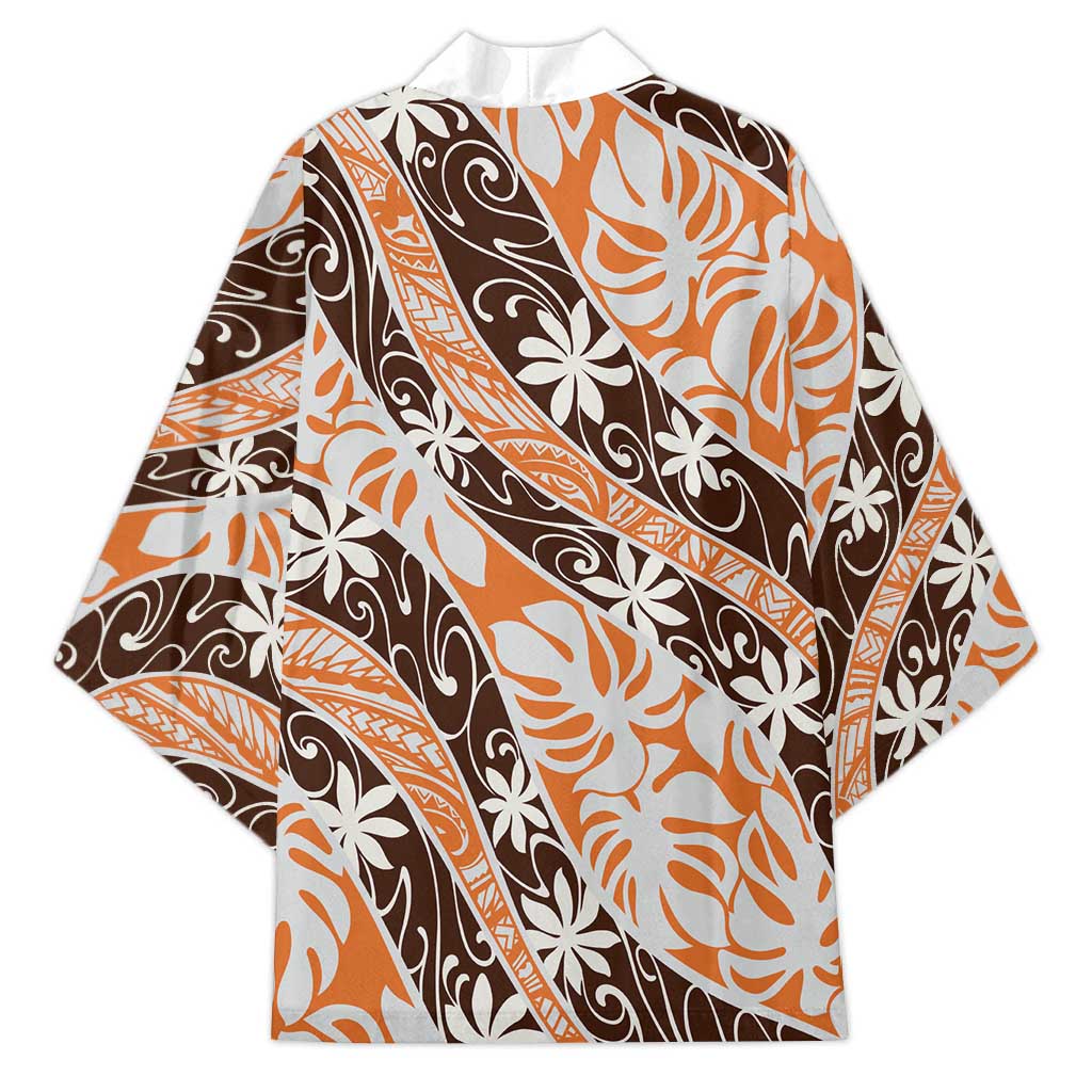 Puatou Tahiti Tiare Monstera Kimono Polynesian Pattern Curve Style - Polynesian Pride
