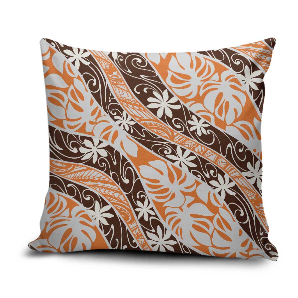 Puatou Tahiti Tiare Monstera Pillow Cover Polynesian Pattern Curve Style - Polynesian Pride