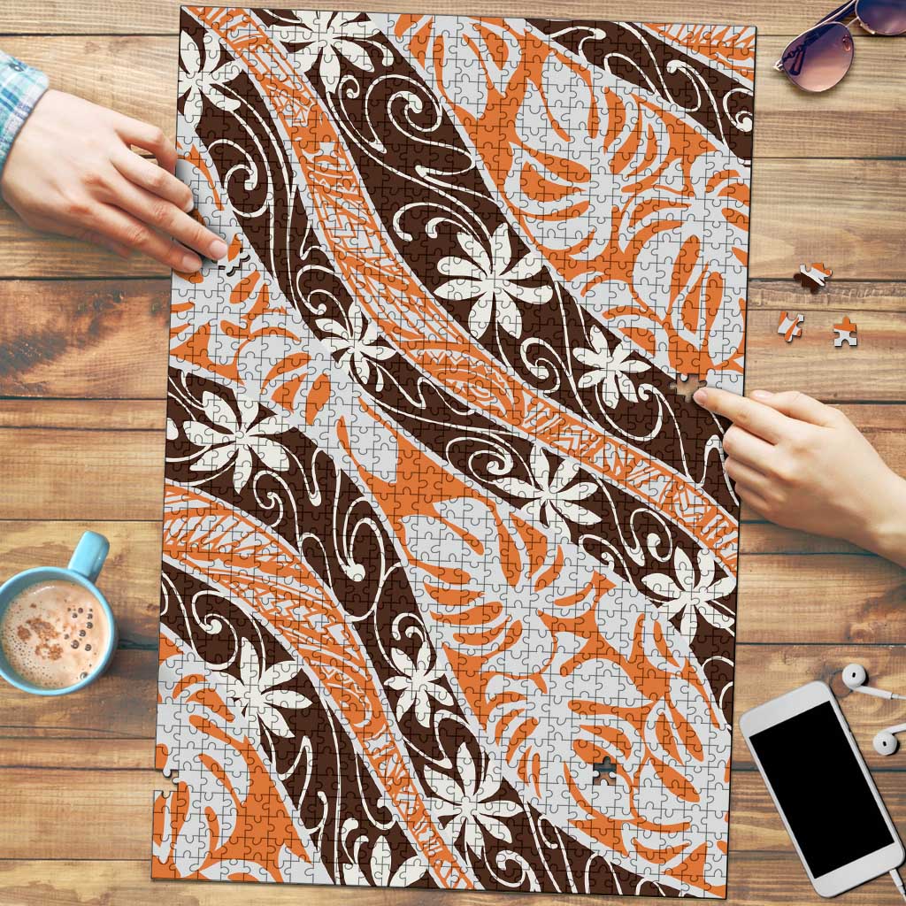 Puatou Tahiti Tiare Monstera Puzzle Polynesian Pattern Curve Style - Polynesian Pride