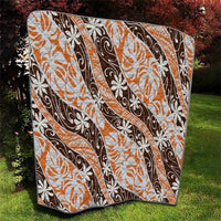 Puatou Tahiti Tiare Monstera Quilt Polynesian Pattern Curve Style - Polynesian Pride