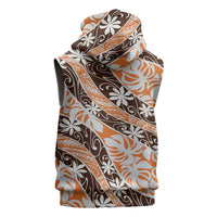 Puatou Tahiti Tiare Monstera Sleeveless Hoodie Polynesian Pattern Curve Style LT01 - Polynesian Pride