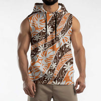 Puatou Tahiti Tiare Monstera Sleeveless Hoodie Polynesian Pattern Curve Style LT01 - Polynesian Pride