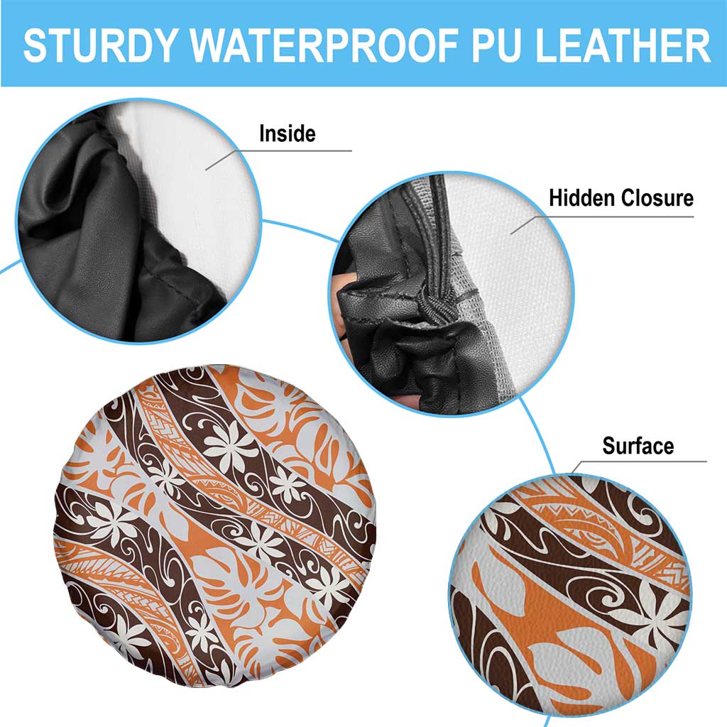 Puatou Tahiti Tiare Monstera Spare Tire Cover Polynesian Pattern Curve Style - Polynesian Pride