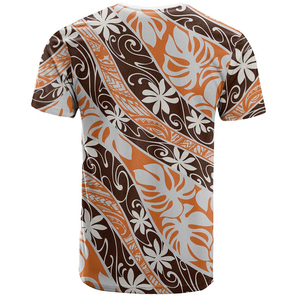 Puatou Tahiti Tiare Monstera T Shirt Polynesian Pattern Curve Style - Polynesian Pride
