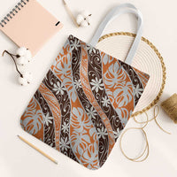 Puatou Tahiti Tiare Monstera Tote Bag Polynesian Pattern Curve Style - Polynesian Pride