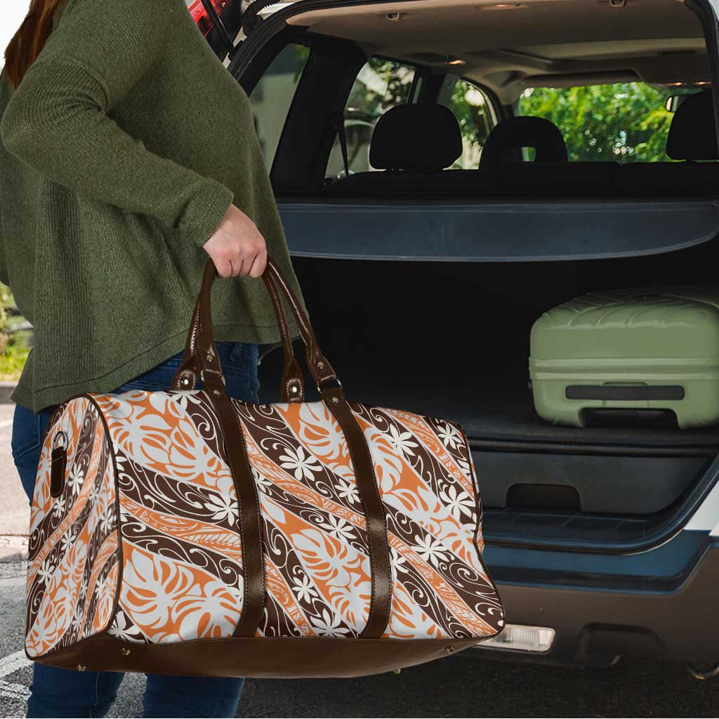 Puatou Tahiti Tiare Monstera Travel Bag Polynesian Pattern Curve Style - Polynesian Pride